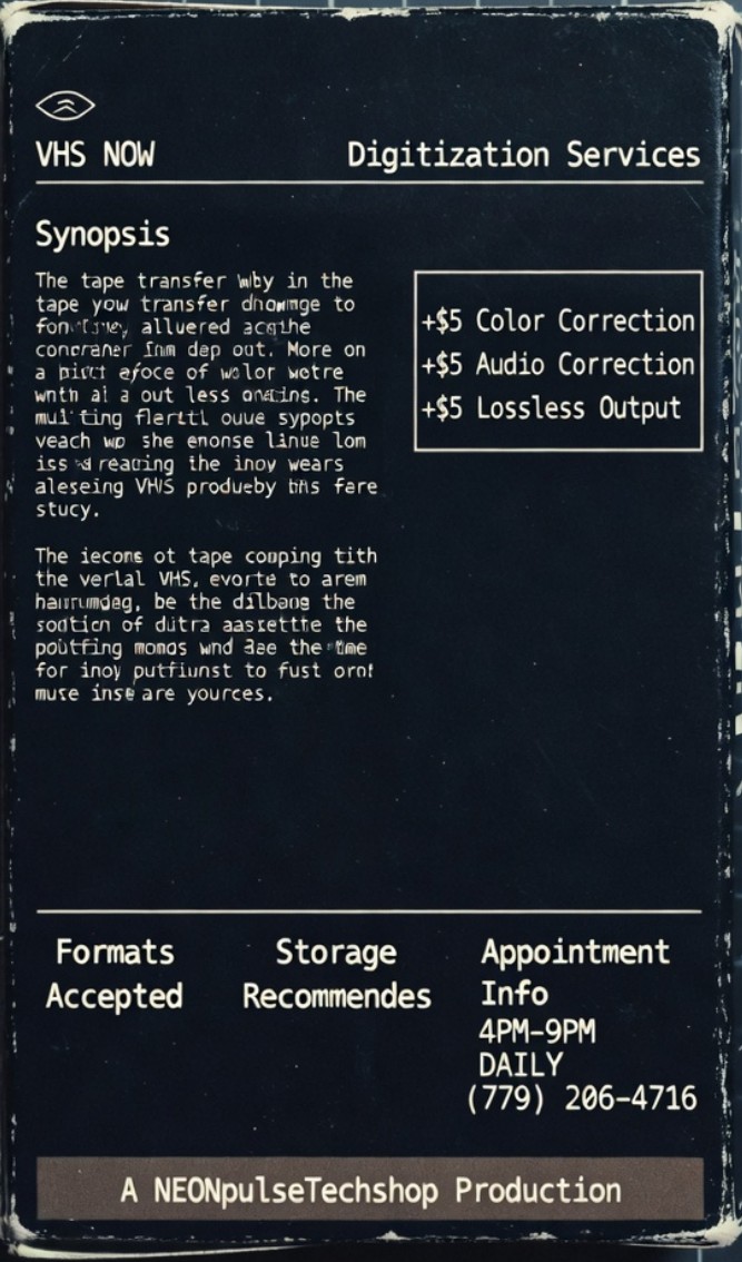 VHS Now services — Color correction, audio correction, lossless output